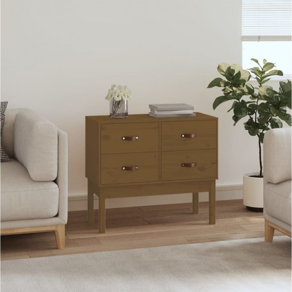 Mueble consola de madera maciza de pino marrón miel 90x40x78 cm D