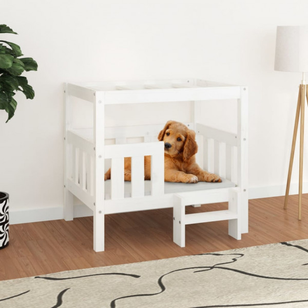 Cama para cães madeira maciça de pinho branco 75,5 x 63,5 x 70 cm D
