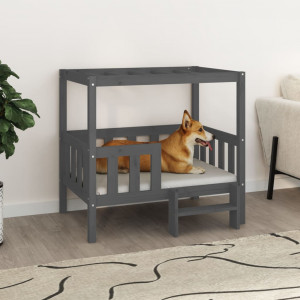 Cama para cachorro em madeira maciça de pinho cinza 95,5x73,5x90 cm D