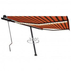 Toldo manual retráctil con LED naranja y marrón 450x350 cm D