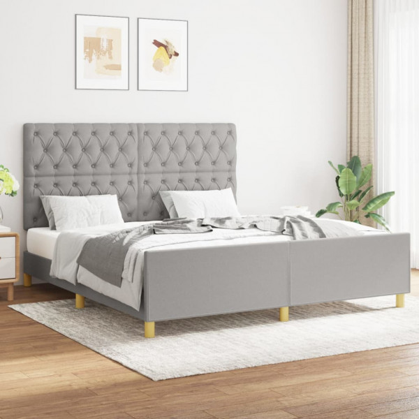 Estrutura de cama com cabeceira em tecido cinza claro 160x200 cm D