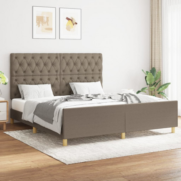 Estructura de cama con cabecero de tela gris taupe 160x200 cm D