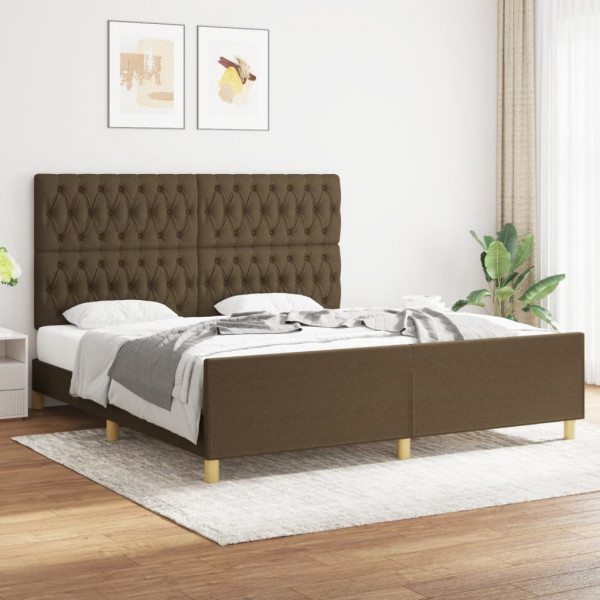 Estructura de cama con cabecero de tela marrón 180x200 cm D