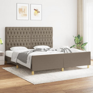 Estructura de cama con cabecero de tela gris taupe 180x200 cm
