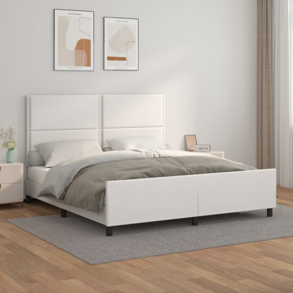 Cabeceira de cama em couro sintético branco 160x200 cm D