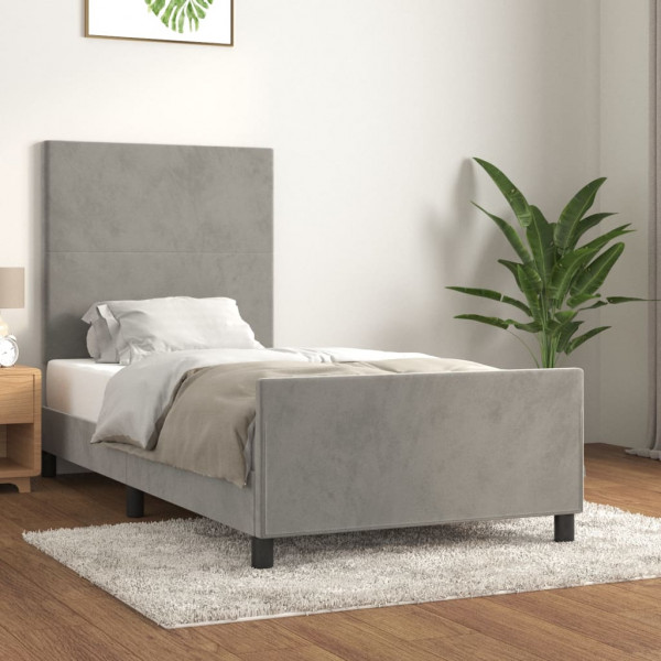 Estructura de cama con cabecero terciopelo gris claro 100x200cm D