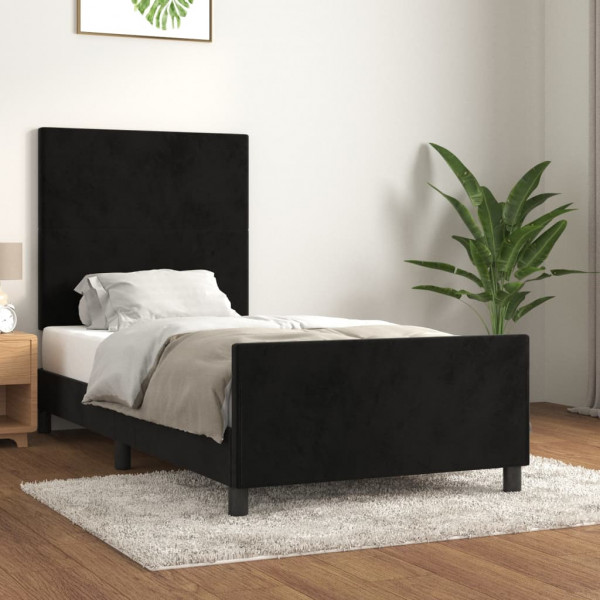 Estructura de cama con cabecero de terciopelo negro 100x200 cm D