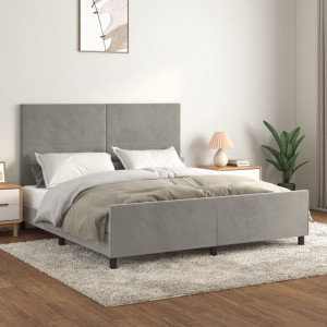 Estructura de cama con cabecero terciopelo gris claro 160x200cm D