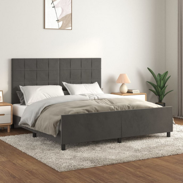Estructura cama con cabecero terciopelo gris oscuro 180x200 cm D