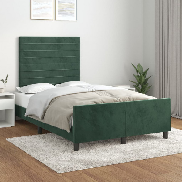 Estructura cama con cabecero terciopelo verde oscuro 120x200 cm D