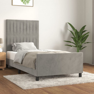 Estructura de cama con cabecero terciopelo gris claro 90x190 cm D
