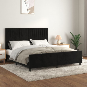 Estructura de cama con cabecero de terciopelo negro 180x200 cm D