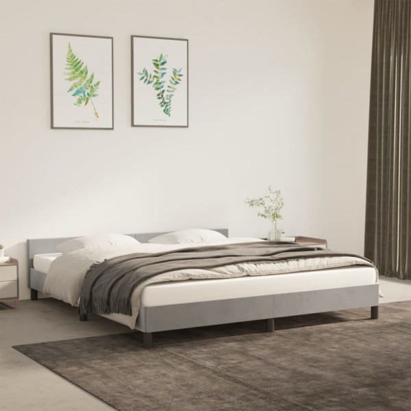 Estructura de cama con cabecero terciopelo gris claro 180x200cm D