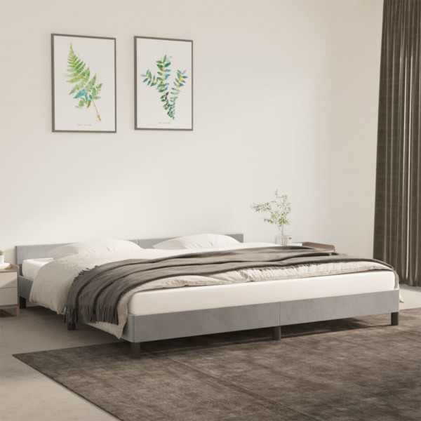 Estructura de cama con cabecero terciopelo gris claro 200x200cm D