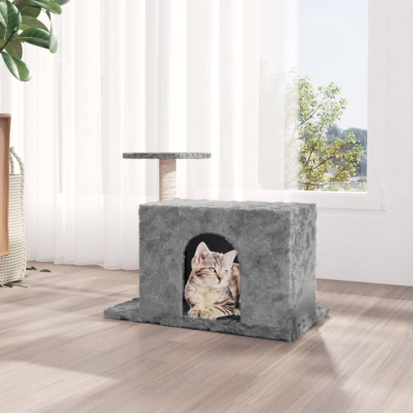 Rascador para gatos con postes de sisal gris claro 51 cm D