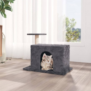 Raspador para gatos com postes de sisal cinza escuro de 51 cm D