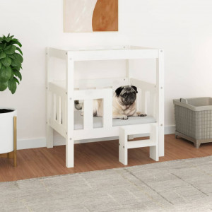 Cama para perros madera maciza de pino blanco 65.5x43x70 cm D