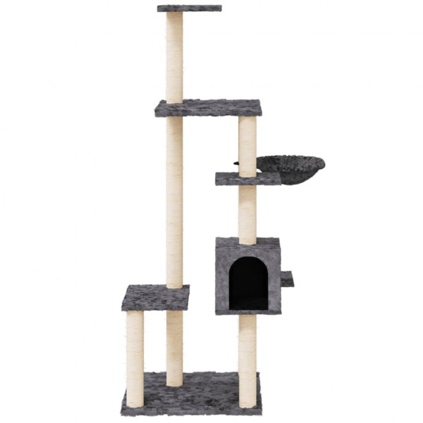 Rascador para gatos con postes de sisal gris oscuro 142 cm M 3