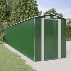 Abrigo de jardim em aço galvanizado verde 192x938x223 cm D