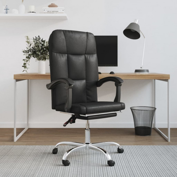 Cadeira de escritório reclinável de couro sintético preto D