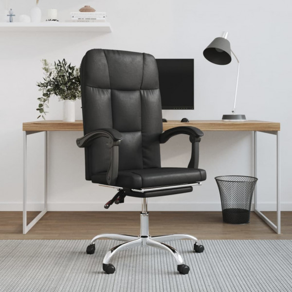 Silla de oficina reclinable cuero sintético negro D