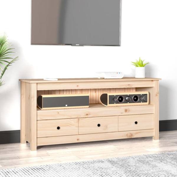 Mueble de TV de madera maciza de pino 114x35x52 cm D