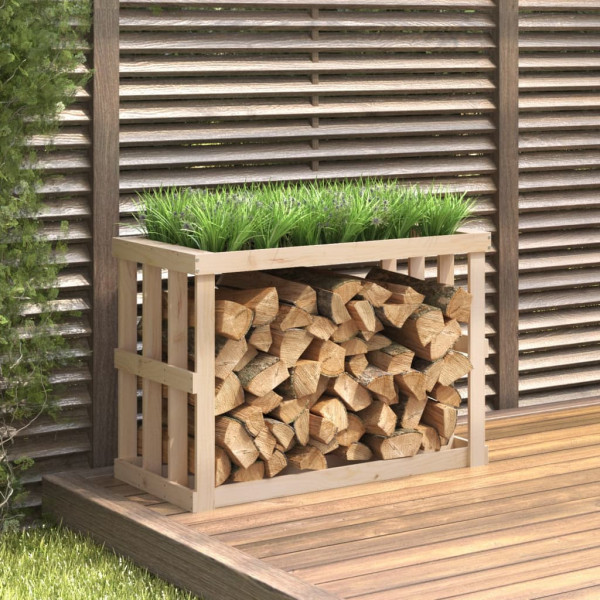 Suporte para lenha para exterior em madeira maciça de pinho 108x52x74 cm D
