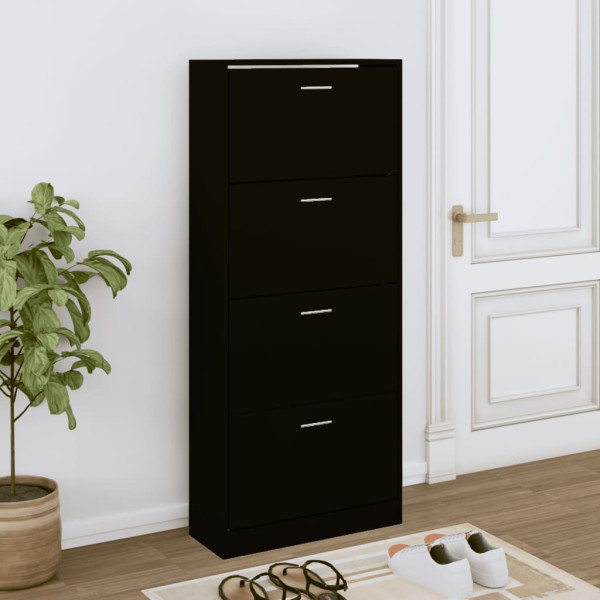 Mueble zapatero madera contrachapada negro 63x24x147 cm D