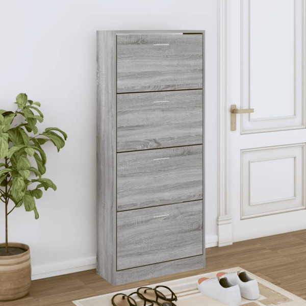 Mueble zapatero madera contrachapada gris Sonoma 63x24x147 cm D