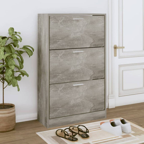 Mueble zapatero madera contrachapada gris hormigón 63x24x103 cm D