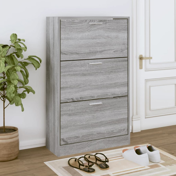 Mueble zapatero madera contrachapada gris Sonoma 63x24x103 cm D