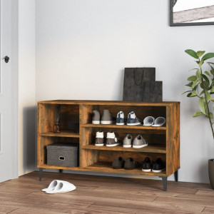 Mueble zapatero madera contrachapada roble ahumado 102x36x60 cm D