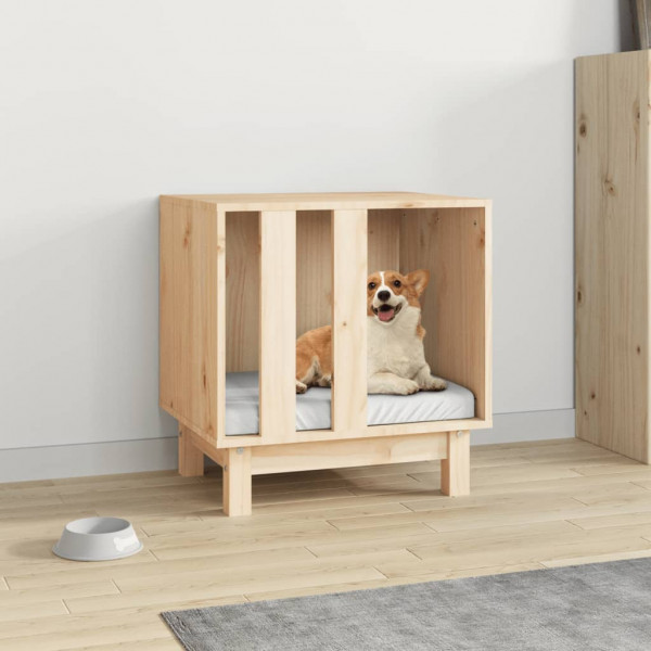 Caseta para perros madera maciza de pino 50x40x52 cm D