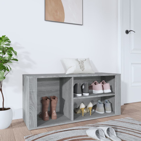 Mueble zapatero madera contrachapada gris Sonoma 100x35x45 cm D