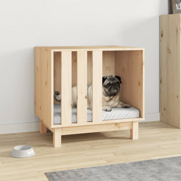 Caseta para perros madera maciza de pino 60x45x57 cm D