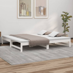 Sofá-cama removível em madeira maciça de pinho branco 2x(100x200) cm D