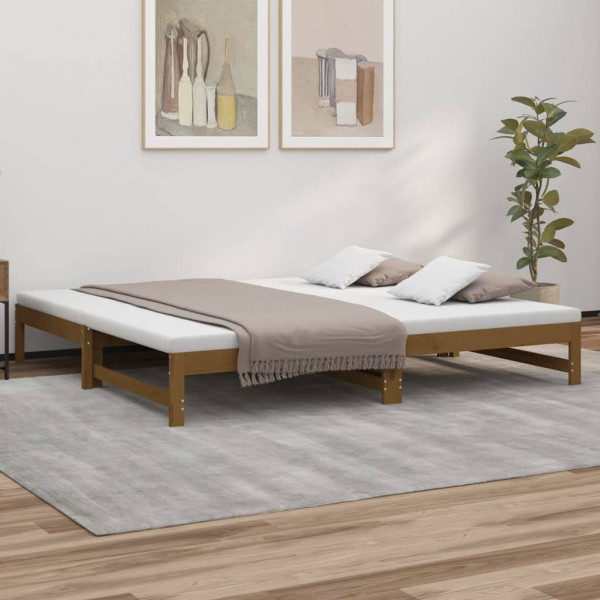 Sofá cama removível madeira de pinho marrom mel 2x ((80x200) cm D