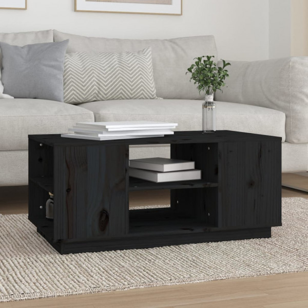 Mesa de centro de madeira maciça de pinho preto 90x49x40,5 cm D