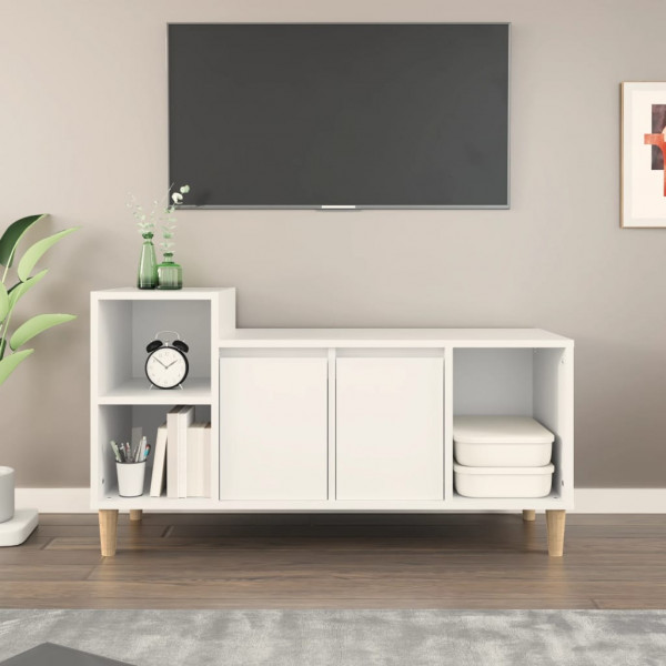 Mueble para TV madera contrachapada blanco 100x35x55 cm D