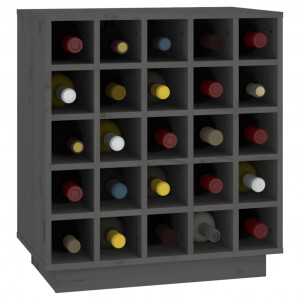 Botellero de madera maciza de pino gris 55.5x34x61 cm D