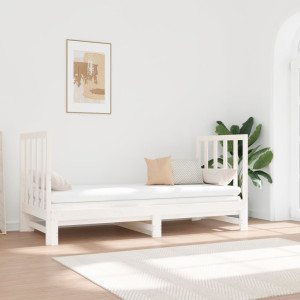 Sofá cama extraíble madera maciza de pino blanco 2x(90x190) cm D