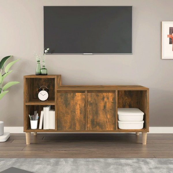 Mueble para TV madera contrachapada roble ahumado 100x35x55 cm D