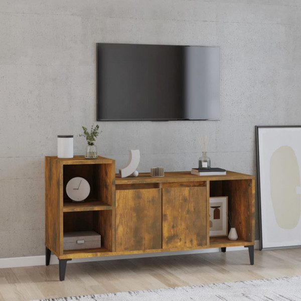Mueble para TV madera contrachapada roble ahumado 100x35x55 cm D