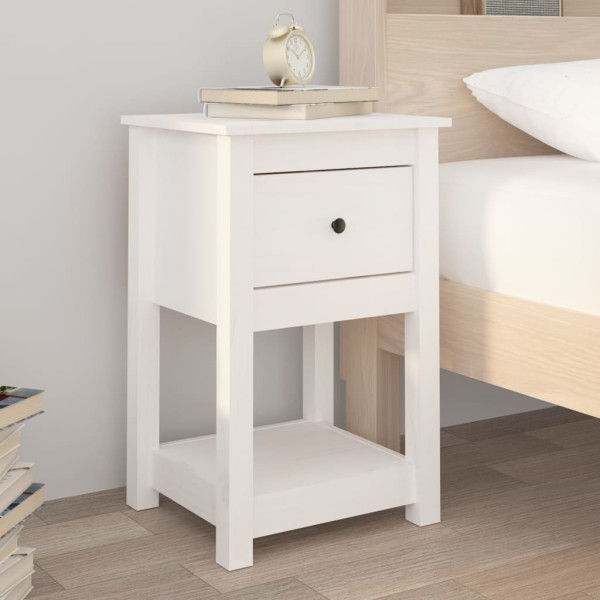 Mesa de noite madeira maciça de pinho branco 40x35x61,5 cm D