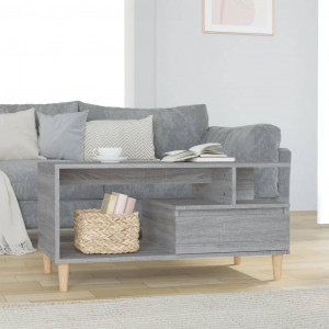 Mesa de centro madera contrachapada gris Sonoma 90x49x45 cm D