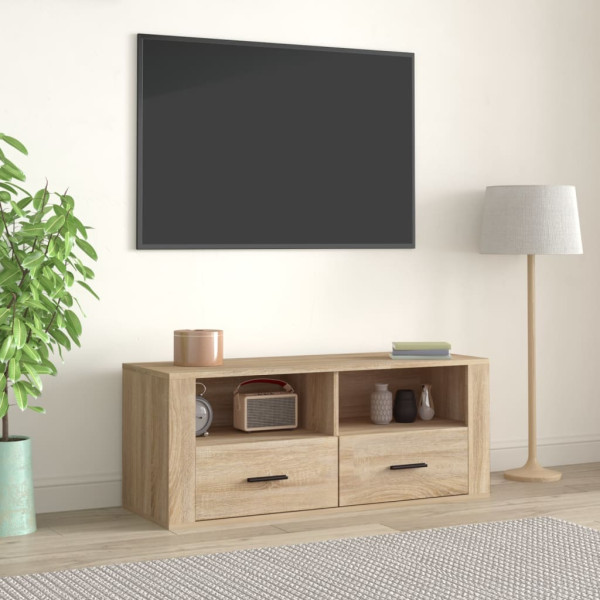 Mueble para TV madera contrachapada color roble 100x35x40 cm D