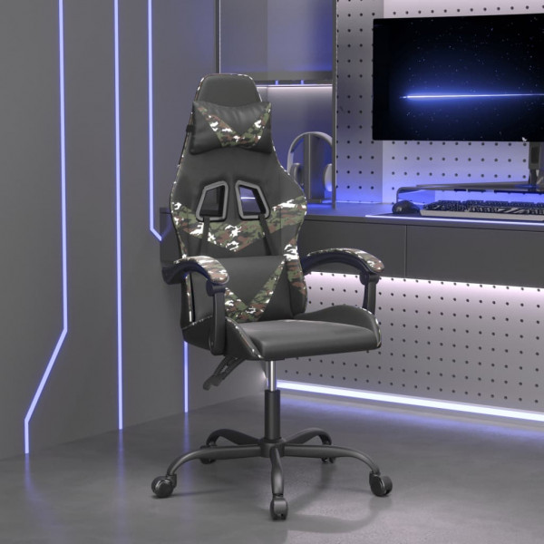 Silla gaming cuero sintético negro y camuflaje D