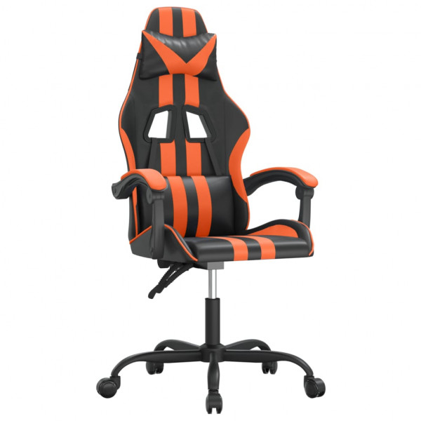 Silla gaming giratoria cuero sintético negro y naranja M 2