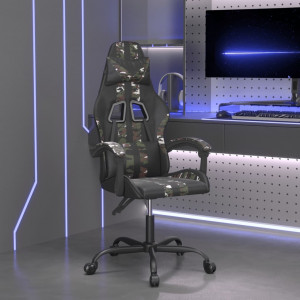 Silla gaming giratoria cuero sintético negro y camuflaje D