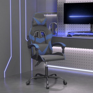 Silla gaming giratoria cuero sintético negro y azul D